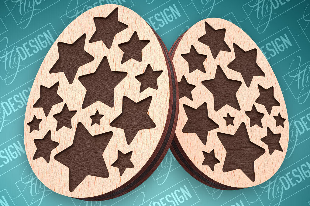 Intra απο ξύλο plywood  Χρώμα wenge 3mm-4mm πάχος - Πασχαλινά σκουλαρίκια με λέιζερ | CNC Δίασταση 3x3 cm INTRAFABR-120783294