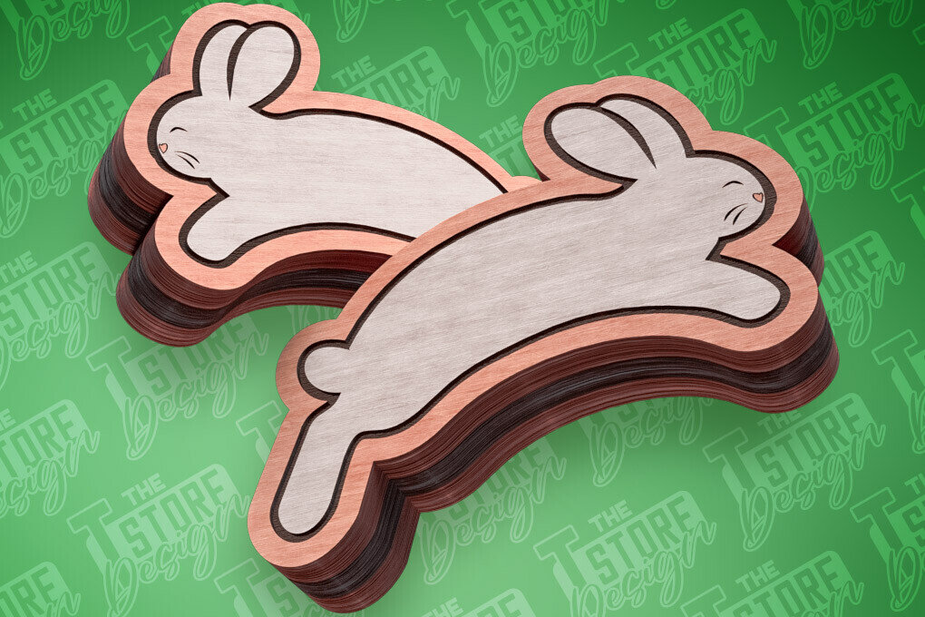 Intra απο ξύλο plywood  Χρώμα wenge 3mm-4mm πάχος - Πασχαλινά σκουλαρίκια με λέιζερ | Κουνέλι Δίασταση 3x3 cm INTRAFABR-71878628