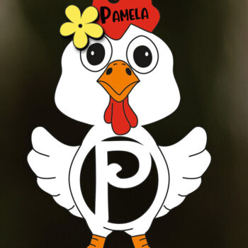 Intra απο ξύλο plywood  Χρώμα wenge 3mm-4mm πάχος - Πασχαλινό Chicken Letter P Όνομα καλαθιού Δίασταση 6x6 cm INTRAFABR-122360481 - Image 1