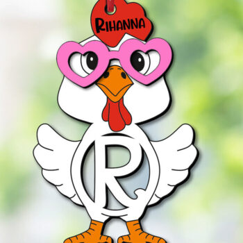 Intra απο ξύλο plywood  Χρώμα wenge 3mm-4mm πάχος - Πασχαλινό Chicken Letter R Όνομα καλαθιού Δίασταση 6x6 cm INTRAFABR-69703322 - Image 1