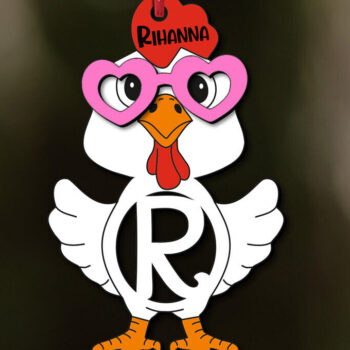 Intra απο ξύλο plywood  Χρώμα wenge 3mm-4mm πάχος - Πασχαλινό Chicken Letter R Όνομα καλαθιού Δίασταση 6x6 cm INTRAFABR-69703322 - Image 2