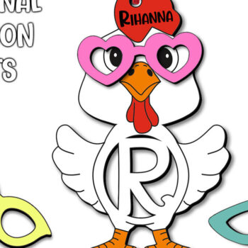 Intra απο ξύλο plywood  Χρώμα wenge 3mm-4mm πάχος - Πασχαλινό Chicken Letter R Όνομα καλαθιού Δίασταση 6x6 cm INTRAFABR-69703322 - Image 3