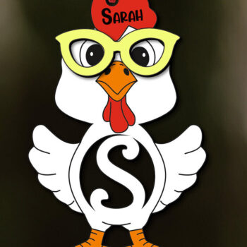 Intra απο ξύλο plywood  Χρώμα wenge 3mm-4mm πάχος - Πασχαλινό Chicken Letter S Όνομα καλαθιού Δίασταση 6x6 cm INTRAFABR-56503583 - Image 1