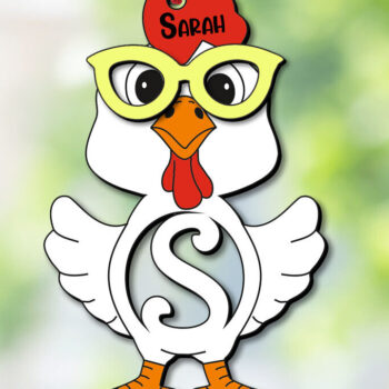 Intra απο ξύλο plywood  Χρώμα wenge 3mm-4mm πάχος - Πασχαλινό Chicken Letter S Όνομα καλαθιού Δίασταση 6x6 cm INTRAFABR-56503583 - Image 2