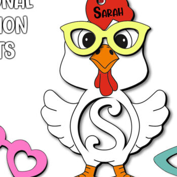 Intra απο ξύλο plywood  Χρώμα wenge 3mm-4mm πάχος - Πασχαλινό Chicken Letter S Όνομα καλαθιού Δίασταση 6x6 cm INTRAFABR-56503583 - Image 3