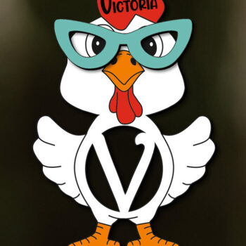 Intra απο ξύλο plywood  Χρώμα wenge 3mm-4mm πάχος - Πασχαλινό Chicken Letter V Όνομα καλαθιού Δίασταση 6x6 cm INTRAFABR-56502574 - Image 1