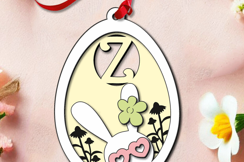 Intra απο ξύλο plywood  Χρώμα wenge 3mm-4mm πάχος - Πασχαλινό Δώρο Laser Letter Z Bunny Egg Δίασταση 6x6 cm INTRAFABR-104291982