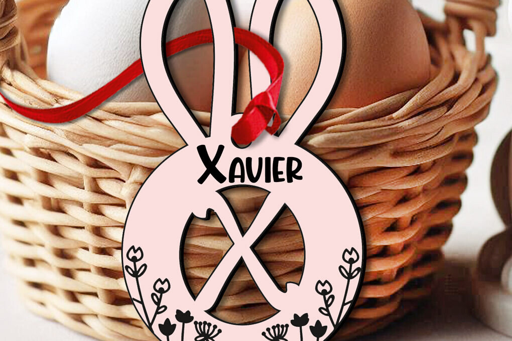 Intra απο ξύλο plywood  Χρώμα wenge 3mm-4mm πάχος - Πασχαλινό Letter X Laser Bunny Basket Δίασταση 6x6 cm INTRAFABR-76043972