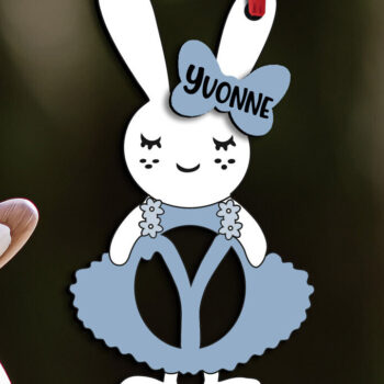 Intra απο ξύλο plywood  Χρώμα wenge 3mm-4mm πάχος - Πασχαλινό Letter Y Bunny Dress Laser Δίασταση 6x6 cm INTRAFABR-95715513 - Image 1