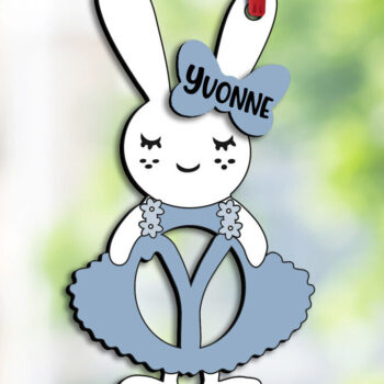 Intra απο ξύλο plywood  Χρώμα wenge 3mm-4mm πάχος - Πασχαλινό Letter Y Bunny Dress Laser Δίασταση 6x6 cm INTRAFABR-95715513 - Image 2