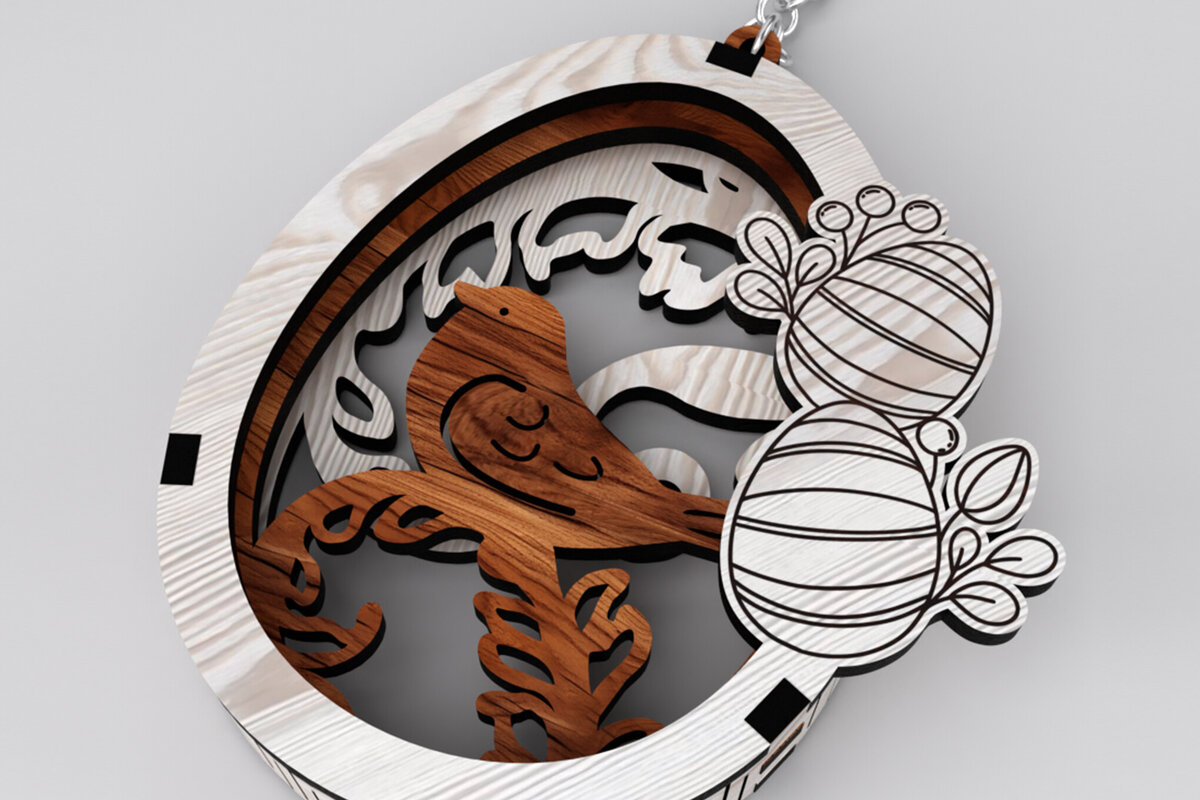 Intra απο ξύλο plywood  Χρώμα wenge 3mm-4mm πάχος - Πασχαλινή ετικέτα με αυγά Δίασταση 5x3 cm INTRAFABR-93093538