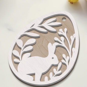 Intra απο ξύλο plywood  Χρώμα wenge 3mm-4mm πάχος - Πασχαλινή ετικέτα με πρότυπο στολίδι κουνελιού Δίασταση 3x4 cm INTRAFABR-68460629 - Image 1