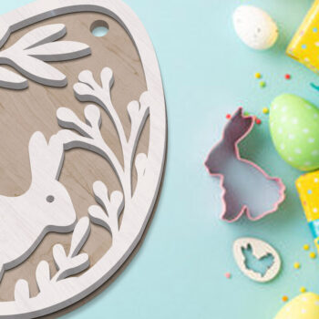 Intra απο ξύλο plywood  Χρώμα wenge 3mm-4mm πάχος - Πασχαλινή ετικέτα με πρότυπο στολίδι κουνελιού Δίασταση 3x4 cm INTRAFABR-68460629 - Image 2