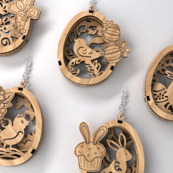 Intra απο ξύλο plywood Χρώμα wenge 3mm-4mm πάχος - Πακέτο ετικετών για το Πάσχα Δίασταση 5x3 cm INTRAFABR-93216524 - Image 1