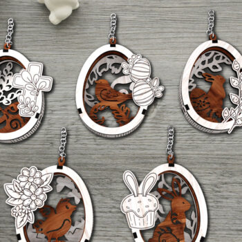 Intra απο ξύλο plywood Χρώμα wenge 3mm-4mm πάχος - Πακέτο ετικετών για το Πάσχα Δίασταση 5x3 cm INTRAFABR-93216524 - Image 3