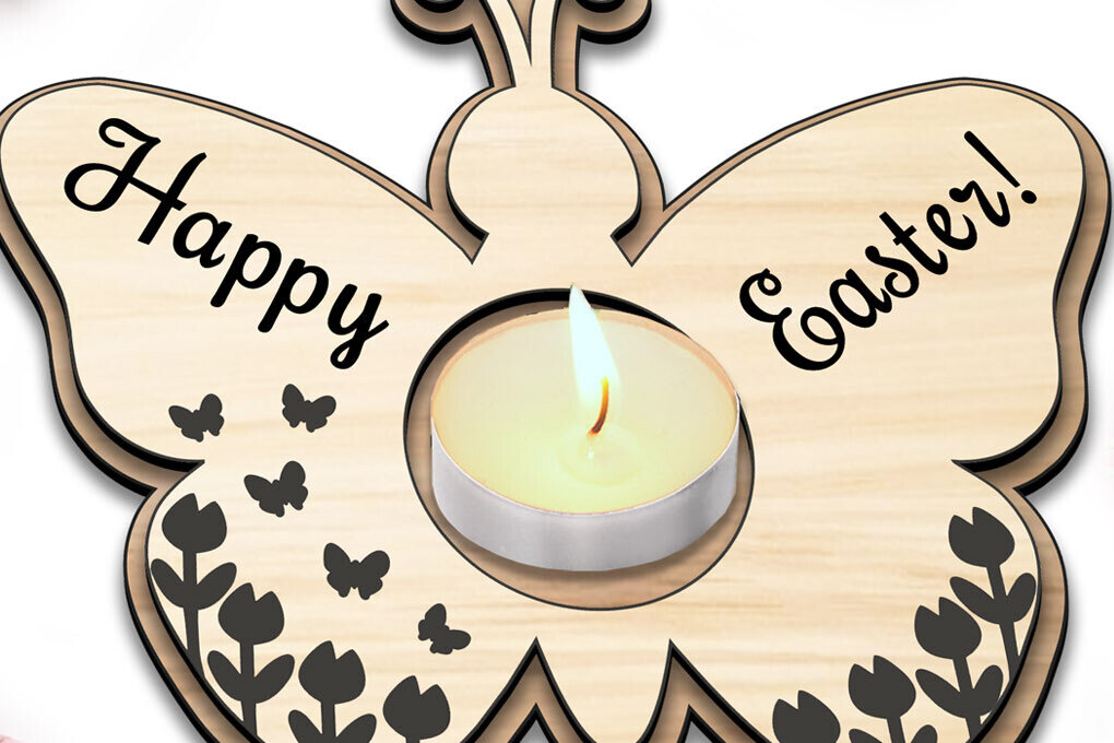 Intra απο ξύλο plywood  Χρώμα wenge 3mm-4mm πάχος - Πασχαλινή λαμπάδα τσαγιού Butterfly Δίασταση 15x15 cm INTRAFABR-114327484