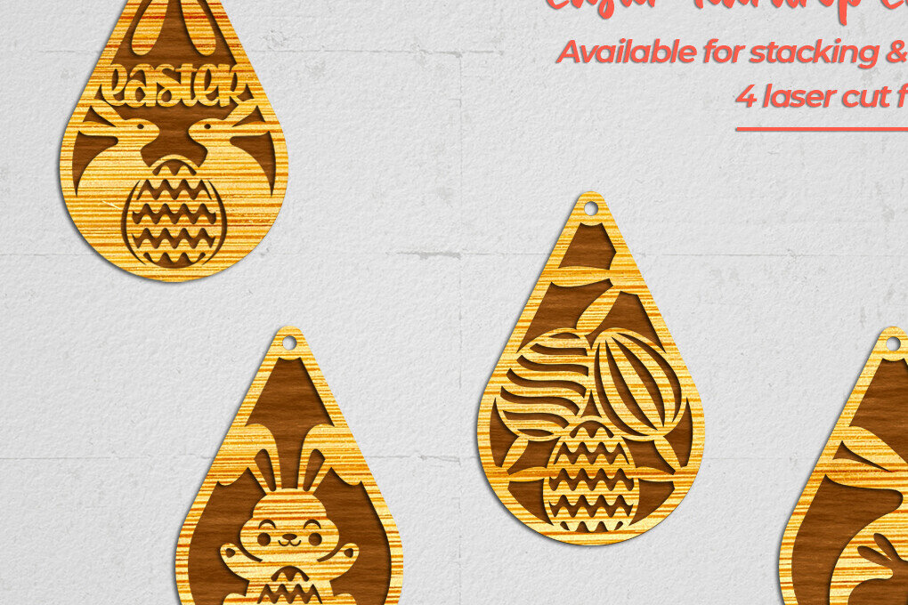 Intra απο ξύλο plywood  Χρώμα wenge 3mm-4mm πάχος - Πασχαλινά σκουλαρίκια δάκρυ - 1 Δίασταση 3x3 cm INTRAFABR-114327532