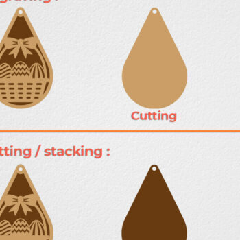 Intra απο ξύλο plywood  Χρώμα wenge 3mm-4mm πάχος - Πασχαλινά σκουλαρίκια δάκρυ - 2 Δίασταση 3x3 cm INTRAFABR-114327537 - Image 2