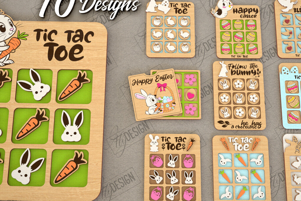 Intra απο ξύλο plywood  Χρώμα wenge 3mm-4mm πάχος - Πασχαλινό Tic Tac Toe Bundle | Κλασικό παιχνίδι Δίασταση 15x15 cm INTRAFABR-114327549