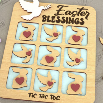 Intra απο ξύλο plywood  Χρώμα wenge 3mm-4mm πάχος - Πασχαλινό Tic Tac Toe Bundle | Κλασικό παιχνίδι Δίασταση 15x15 cm INTRAFABR-114327549 - Image 3