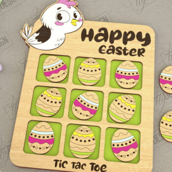 Intra απο ξύλο plywood  Χρώμα wenge 3mm-4mm πάχος - Πασχαλινό Tic Tac Toe Bundle | Κλασικό παιχνίδι Δίασταση 15x15 cm INTRAFABR-114327549 - Image 12