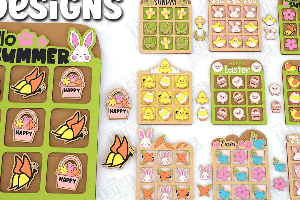 Intra απο ξύλο plywood  Χρώμα wenge 3mm-4mm πάχος - Πασχαλινό Tic Tac Toe Bundle | Κλασικό παιχνίδι Δίασταση 15x15 cm INTRAFABR-114184060