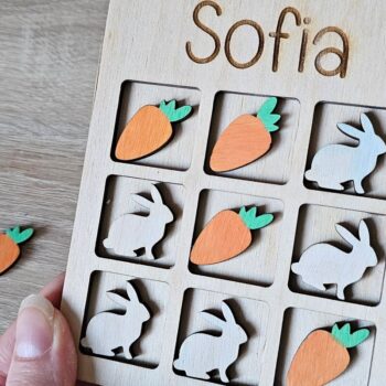 Intra απο ξύλο plywood  Χρώμα wenge 3mm-4mm πάχος - Πασχαλινό κοπής με λέιζερ Tic-Tac-Toe Δίασταση 15x15 cm INTRAFABR-114184094 - Image 3