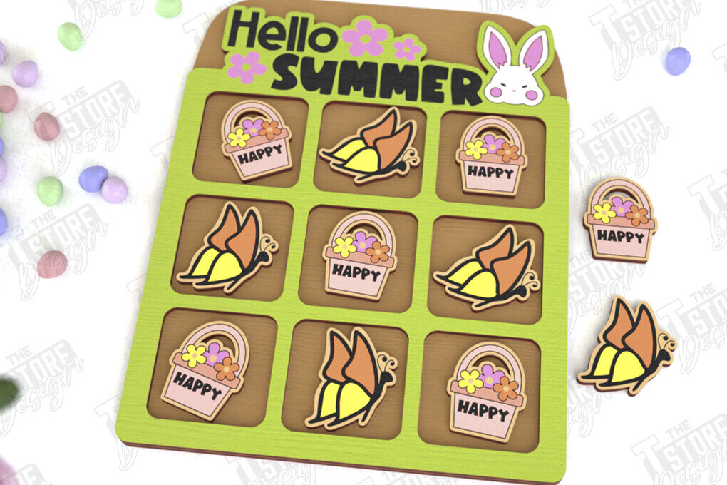 Intra απο ξύλο plywood  Χρώμα wenge 3mm-4mm πάχος - Πασχαλινό Tic Tac Toe | Νότες και Σταυροί Δίασταση 15x15 cm INTRAFABR-114235480