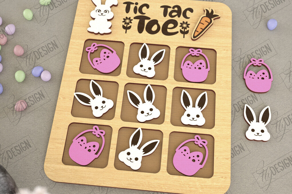 Intra απο ξύλο plywood  Χρώμα wenge 3mm-4mm πάχος - Πασχαλινό Tic Tac Toe | Νότες και Σταυροί Δίασταση 15x15 cm INTRAFABR-114381573