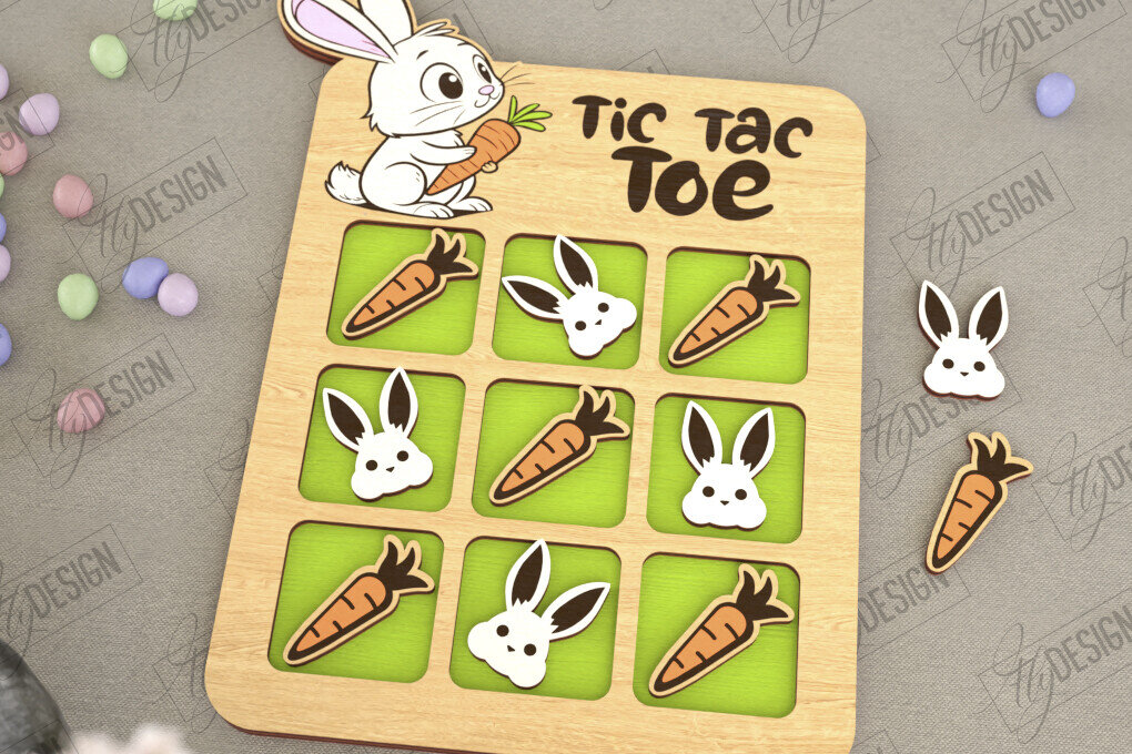 Intra απο ξύλο plywood  Χρώμα wenge 3mm-4mm πάχος - Πασχαλινό Tic Tac Toe | Νότες και Σταυροί Δίασταση 15x15 cm INTRAFABR-114381591