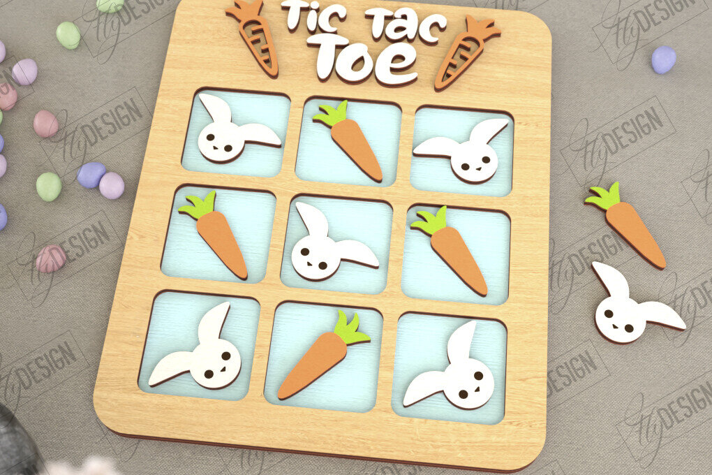 Intra απο ξύλο plywood  Χρώμα wenge 3mm-4mm πάχος - Πασχαλινό Tic Tac Toe | Νότες και Σταυροί Δίασταση 15x15 cm INTRAFABR-58548293