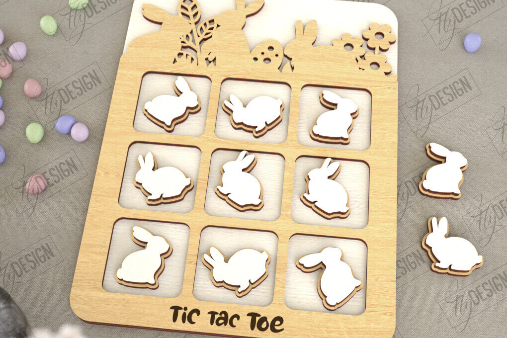 Intra απο ξύλο plywood  Χρώμα wenge 3mm-4mm πάχος - Πασχαλινό Tic Tac Toe | Νότες και Σταυροί Δίασταση 15x15 cm INTRAFABR-114381473