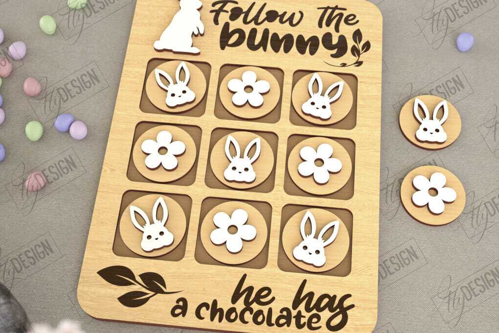 Intra απο ξύλο plywood  Χρώμα wenge 3mm-4mm πάχος - Πασχαλινό Tic Tac Toe | Νότες και Σταυροί Δίασταση 15x15 cm INTRAFABR-114381501