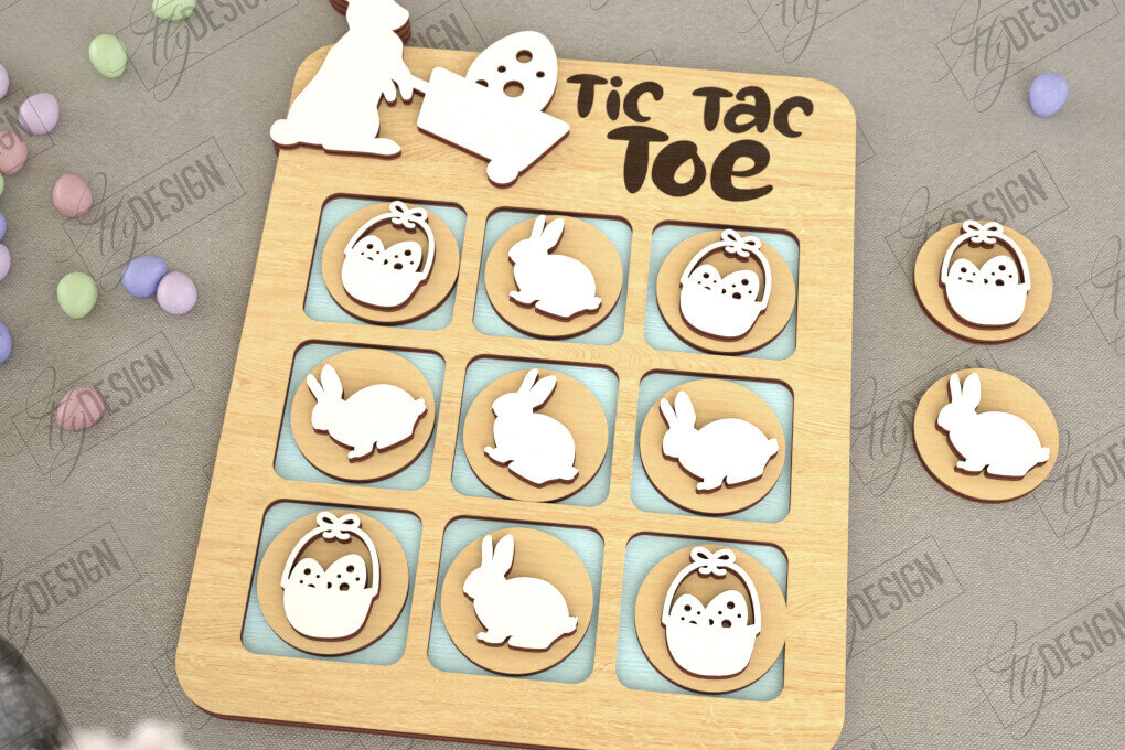 Intra απο ξύλο plywood  Χρώμα wenge 3mm-4mm πάχος - Πασχαλινό Tic Tac Toe | Νότες και Σταυροί Δίασταση 15x15 cm INTRAFABR-114184054