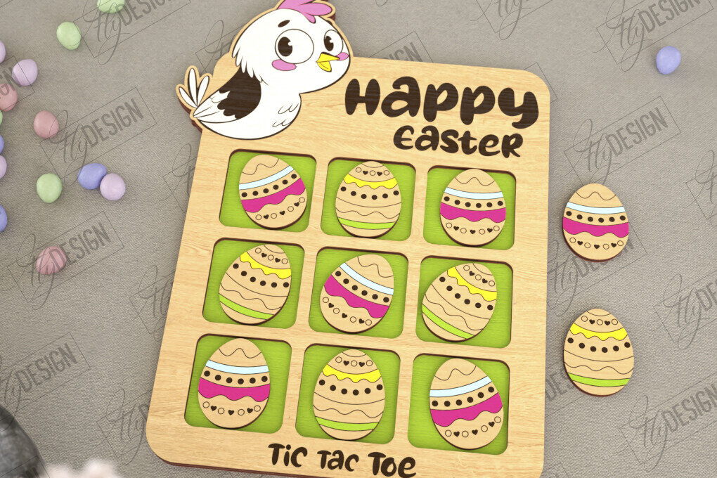 Intra απο ξύλο plywood  Χρώμα wenge 3mm-4mm πάχος - Πασχαλινό Tic Tac Toe | Νότες και Σταυροί Δίασταση 15x15 cm INTRAFABR-33159651