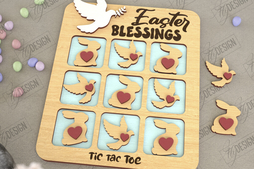 Intra απο ξύλο plywood  Χρώμα wenge 3mm-4mm πάχος - Πασχαλινό Tic Tac Toe | Νότες και Σταυροί Δίασταση 15x15 cm INTRAFABR-22643540