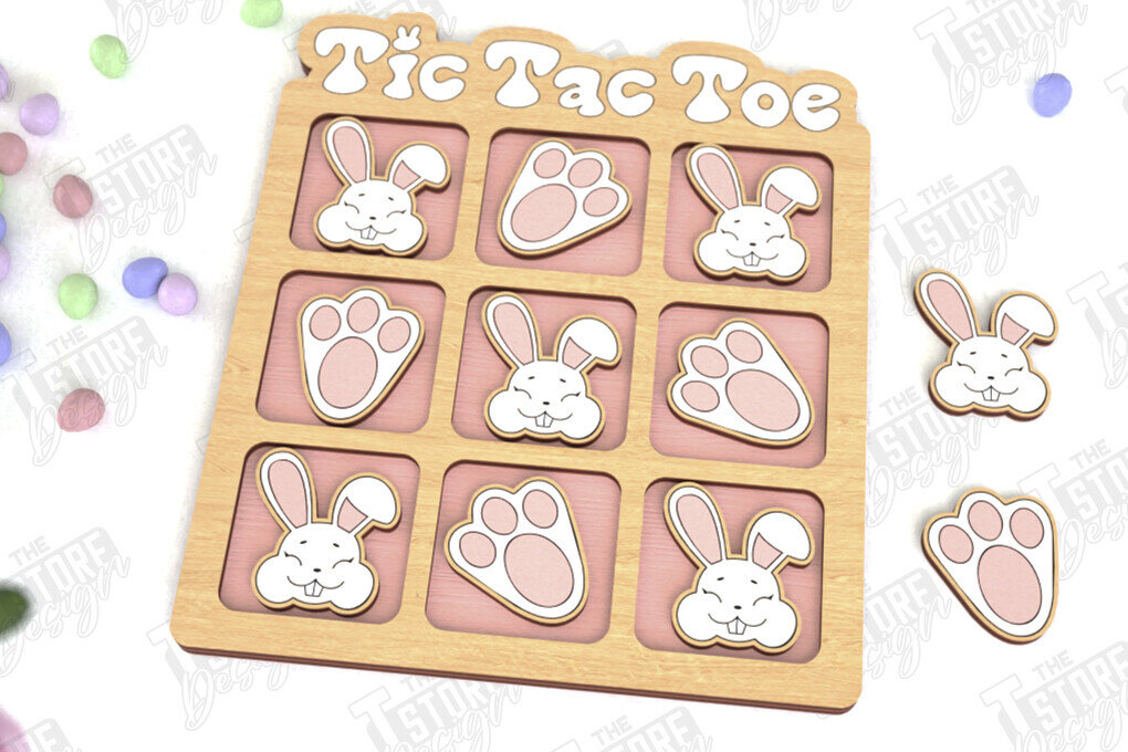 Intra απο ξύλο plywood  Χρώμα wenge 3mm-4mm πάχος - Πασχαλινό Tic Tac Toe | Νότες και Σταυροί Δίασταση 15x15 cm INTRAFABR-24083603