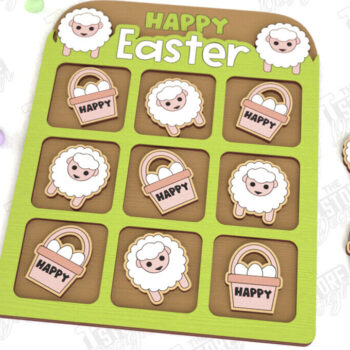 Intra απο ξύλο plywood  Χρώμα wenge 3mm-4mm πάχος - Πασχαλινό Tic Tac Toe | Νότες και Σταυροί Δίασταση 15x15 cm INTRAFABR-58498488 - Image 1