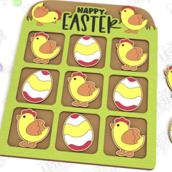 Intra απο ξύλο plywood  Χρώμα wenge 3mm-4mm πάχος - Πασχαλινό Tic Tac Toe | Νότες και Σταυροί Δίασταση 15x15 cm INTRAFABR-58499038 - Image 1