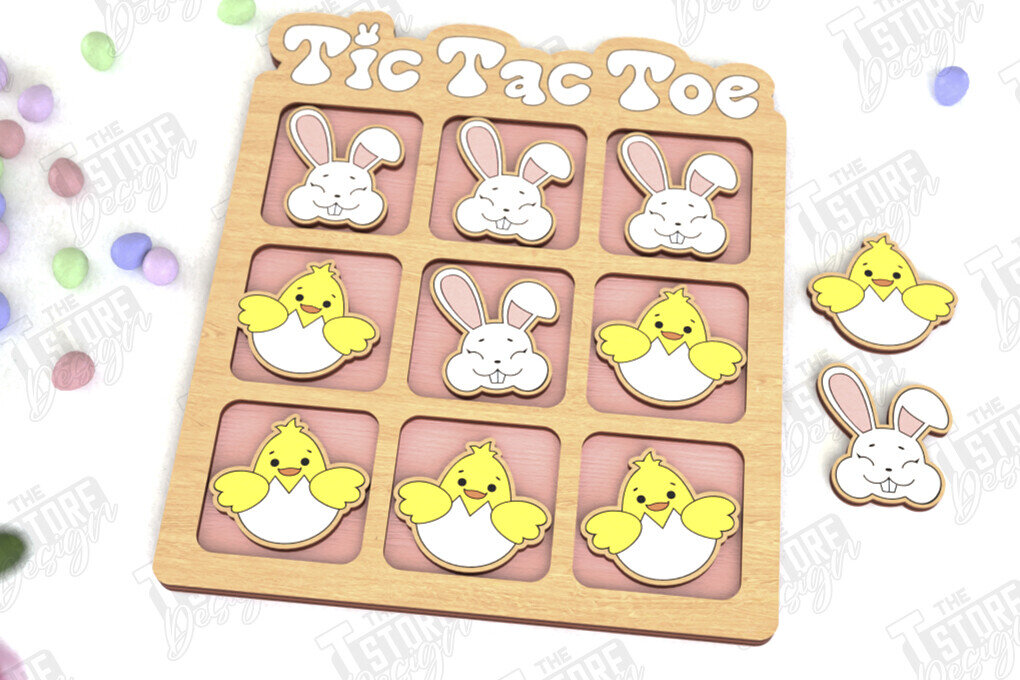 Intra απο ξύλο plywood  Χρώμα wenge 3mm-4mm πάχος - Πασχαλινό Tic Tac Toe | Νότες και Σταυροί Δίασταση 15x15 cm INTRAFABR-58534013