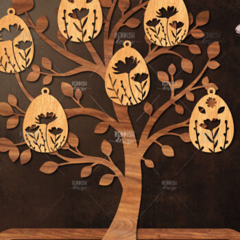 Intra απο ξύλο plywood  Χρώμα wenge 3mm-4mm πάχος - Πασχαλινό Δέντρο με Αυγά Δίασταση 15x15 cm INTRAFABR-88671710 - Image 1