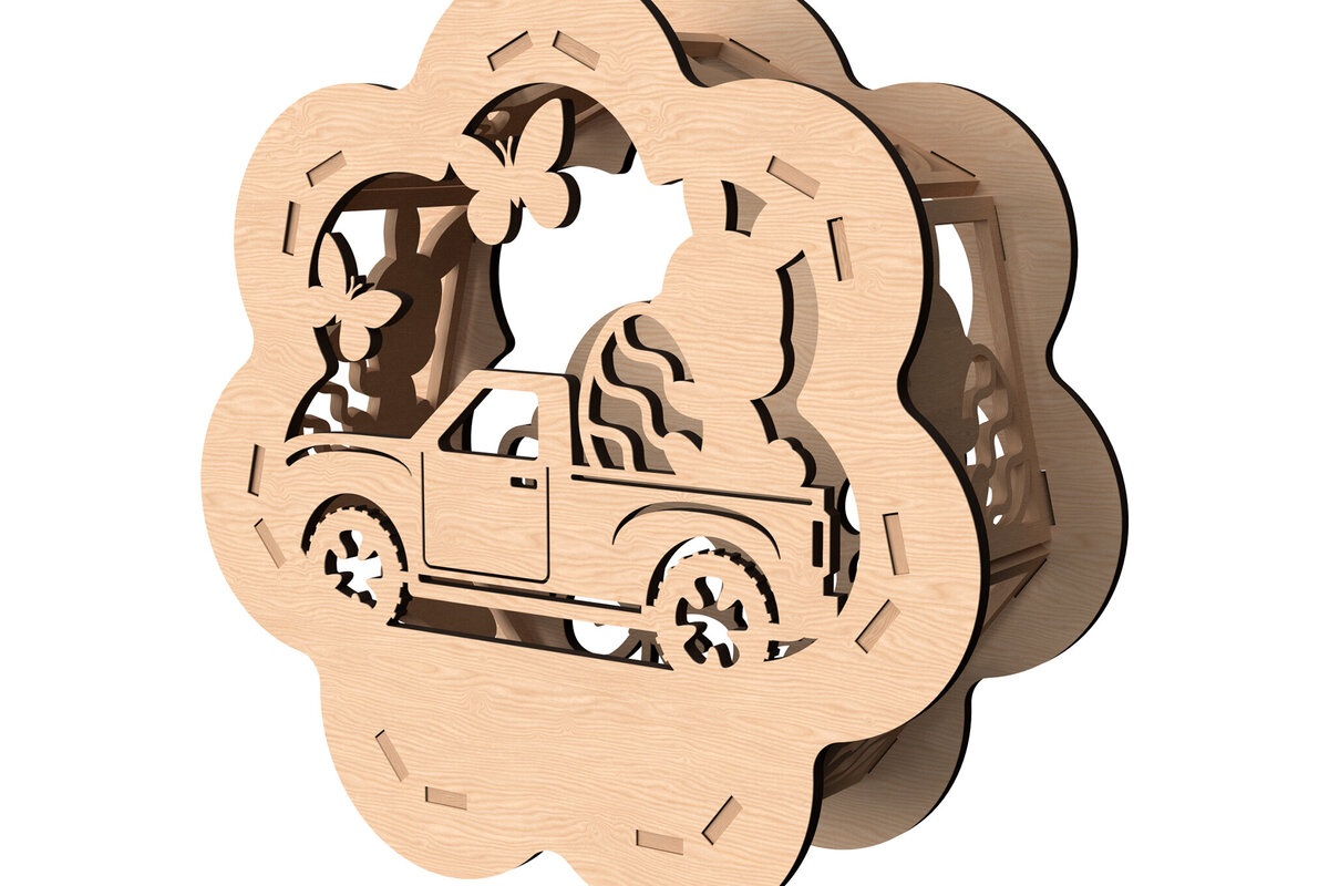 Intra απο ξύλο plywood  Χρώμα wenge 3mm-4mm πάχος - Κηροπήγιο 3D φορτηγού Πάσχα Δίασταση 30x20 cm INTRAFABR-24248739