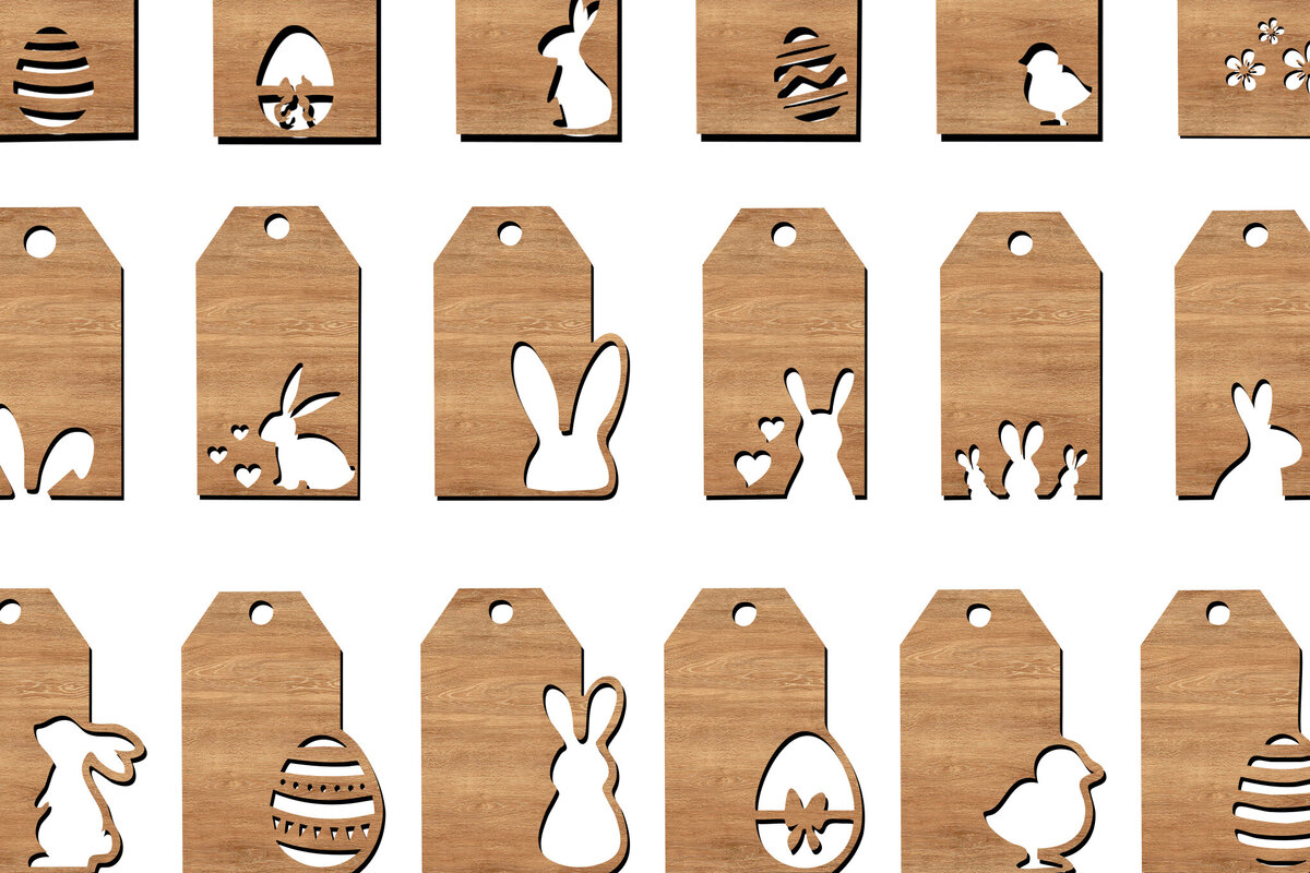 Intra απο ξύλο plywood  Χρώμα wenge 3mm-4mm πάχος - Πασχαλινές Ετικέτες Ποικιλία Κοψίματα με λέιζερ Δίασταση 6x6 cm INTRAFABR-55160023