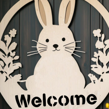 Intra απο ξύλο plywood Χρώμα wenge 3mm-4mm πάχος - αποκοπής Door Sign Welcome Δίασταση 4x4 cm INTRAFABR-113995141 - Image 1