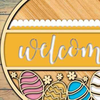 Intra απο ξύλο plywood  Χρώμα wenge 3mm-4mm πάχος - Πασχαλινή πινακίδα καλωσορίσματος Ανοιξιάτικη διακόσμηση πόρτας Δίασταση 15x15 cm INTRAFABR-84942667 - Image 2