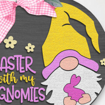 Intra απο ξύλο plywood  Χρώμα wenge 3mm-4mm πάχος - Πάσχα με My Gnomies , Door Sign Δίασταση 15x15 cm INTRAFABR-84945828 - Image 1