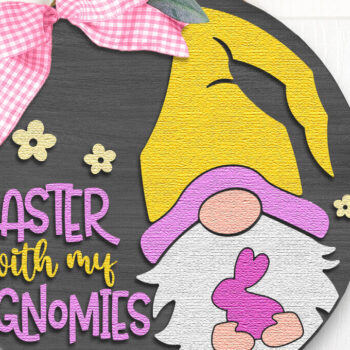 Intra απο ξύλο plywood  Χρώμα wenge 3mm-4mm πάχος - Πάσχα με My Gnomies , Door Sign Δίασταση 15x15 cm INTRAFABR-84945828 - Image 3