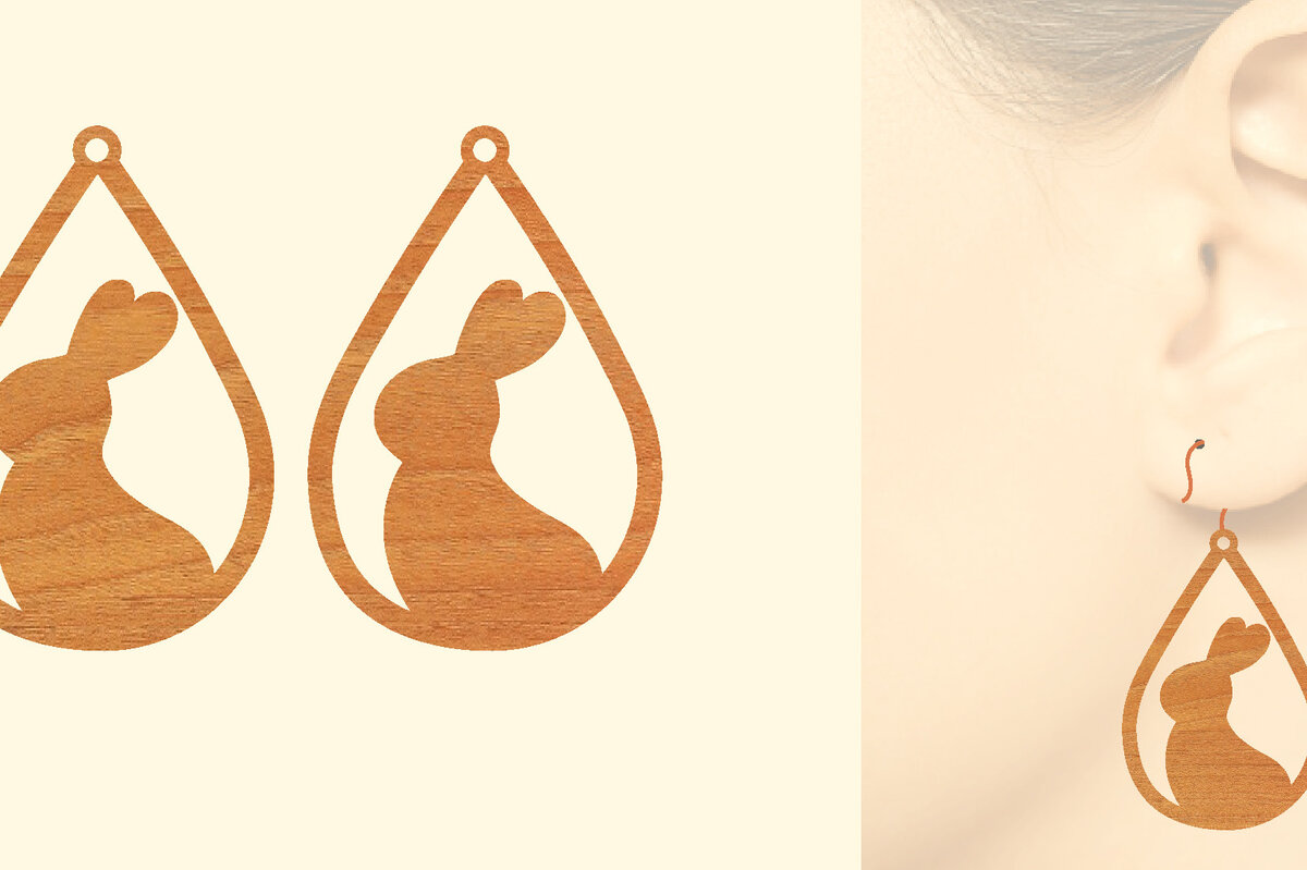 Intra απο ξύλο plywood  Χρώμα wenge 3mm-4mm πάχος - Πασχαλινά Ξύλινα Σκουλαρίκια Δίασταση 3x3 cm INTRAFABR-55068566