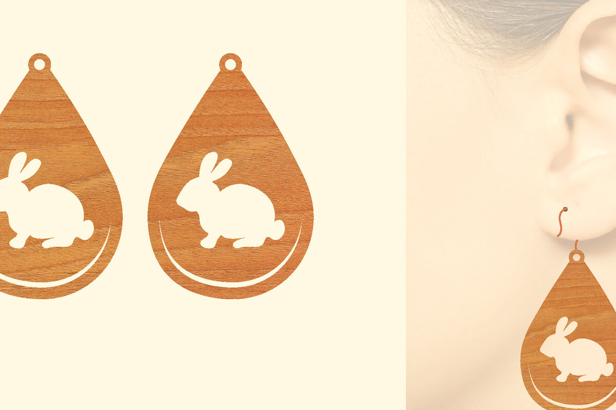 Intra απο ξύλο plywood  Χρώμα wenge 3mm-4mm πάχος - Πασχαλινά Ξύλινα Σκουλαρίκια Laser Δίασταση 3x3 cm INTRAFABR-55151174