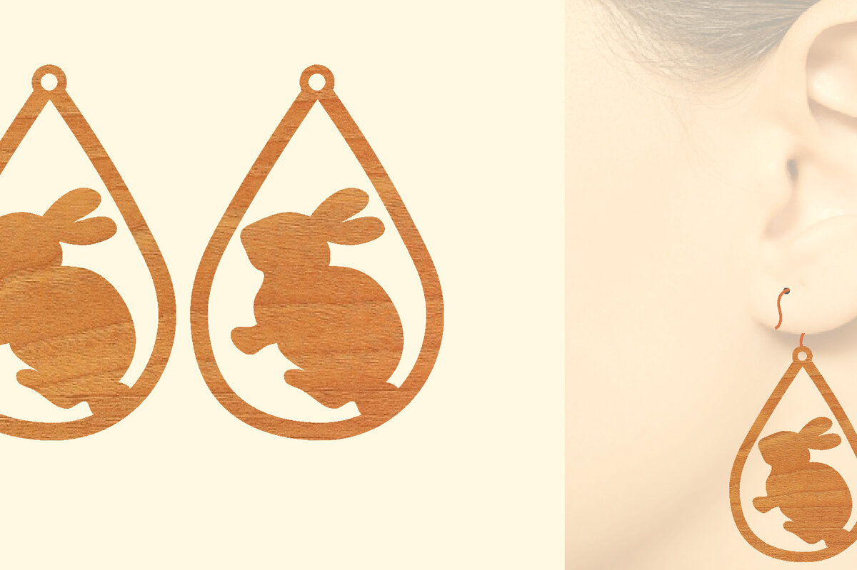 Intra απο ξύλο plywood  Χρώμα wenge 3mm-4mm πάχος - Πασχαλινά Ξύλινα Σκουλαρίκια Laser Δίασταση 3x3 cm INTRAFABR-55161083